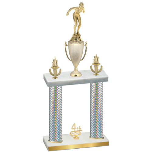 Double Silver Carbon Fiber Fourth Place Tennis Trophy