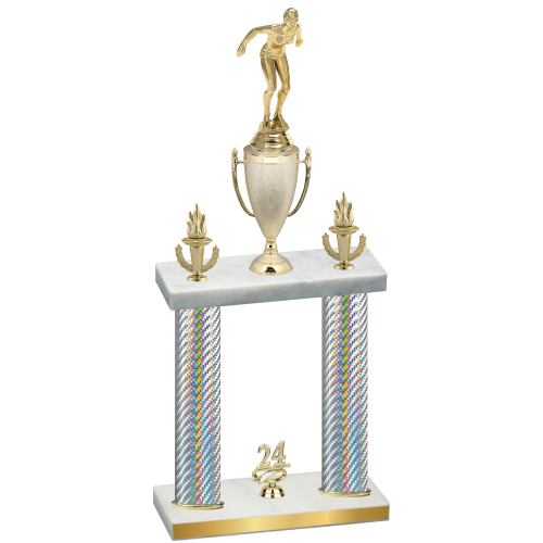Double Silver Carbon Fiber Year Tennis Trophy
