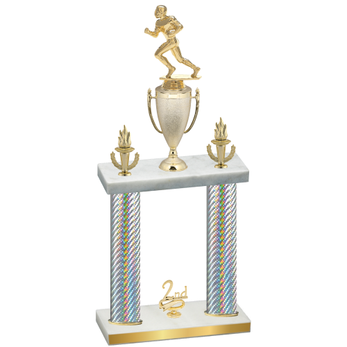 Double Silver Carbon Fiber Second Place Football Trophy