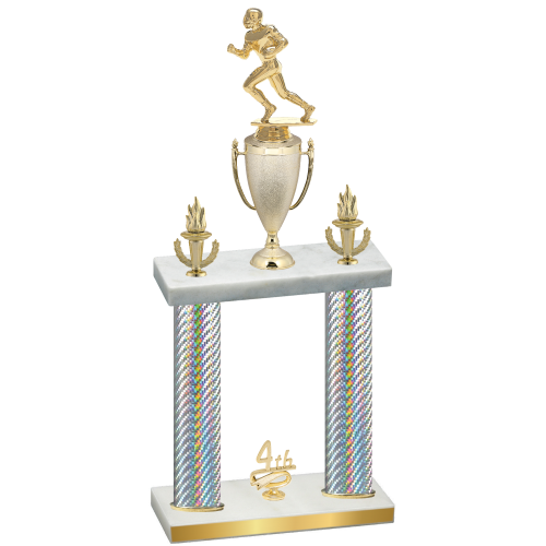 Double Silver Carbon Fiber Fourth Place Football Trophy