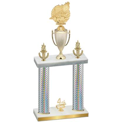 Double Silver Carbon Fiber Fourth Place Swimming Trophy