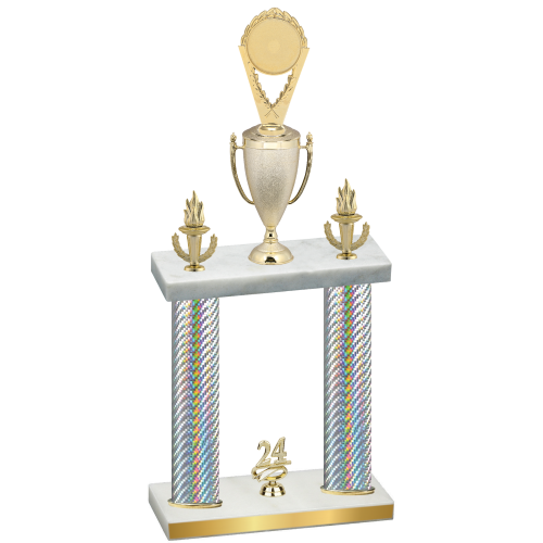 Double Silver Carbon Fiber Year Insert Trophy