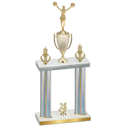 Double Silver Carbon Fiber Year Cheerleading Trophy