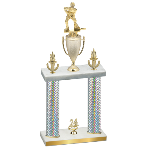 Double Silver Carbon Fiber Year Hockey Trophy