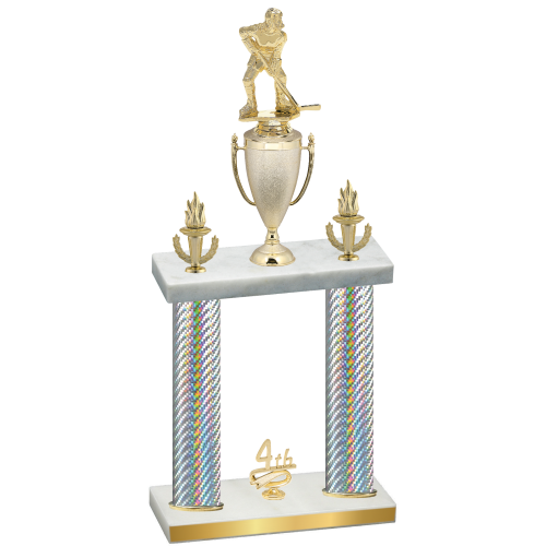 Double Silver Carbon Fiber Fourth Place Hockey Trophy