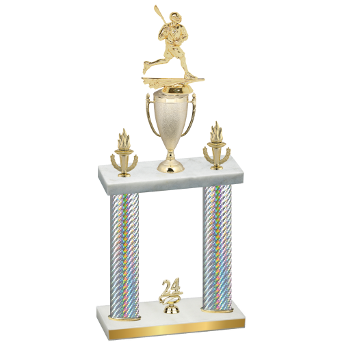 Double Silver Carbon Fiber Year Lacrosse Trophy