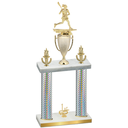 Double Silver Carbon Fiber First Place Lacrosse Trophy