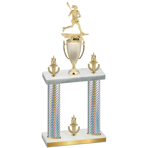 Double Silver Carbon Fiber Victory Lacrosse Trophy