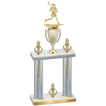 Double Silver Carbon Fiber Victory Lacrosse Trophy