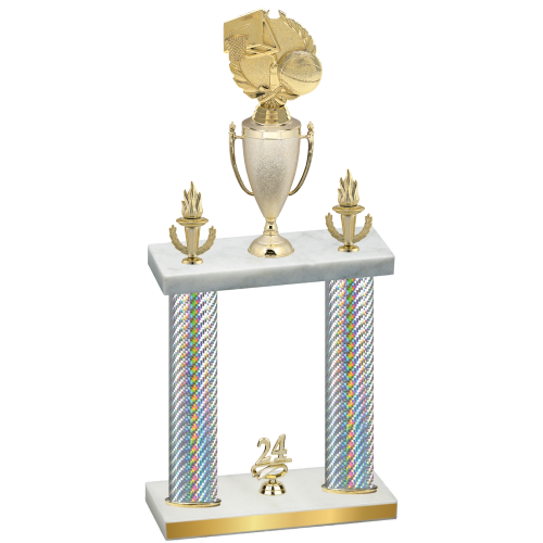 Double Silver Carbon Fiber Year Basketball Trophy
