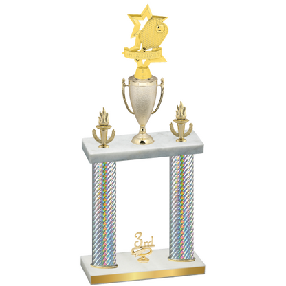 Double Silver Carbon Fiber Third Place Pickleball Trophy