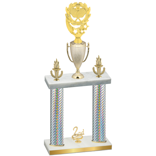 Double Silver Carbon Fiber Second Place Pickleball Trophy
