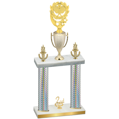 Double Silver Carbon Fiber Second Place Pickleball Trophy