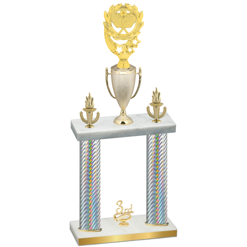 Double Silver Carbon Fiber Third Place Pickleball Trophy