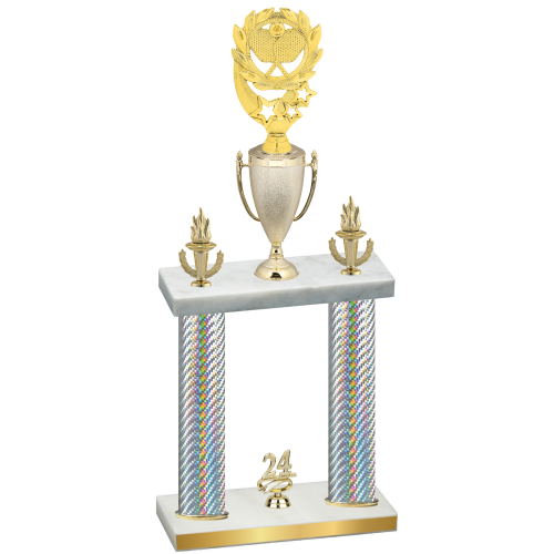 Double Silver Carbon Fiber Year Pickleball Trophy