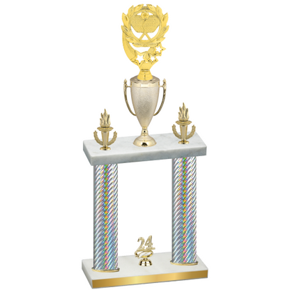Double Silver Carbon Fiber Year Pickleball Trophy