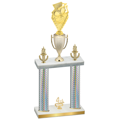 Double Silver Carbon Fiber Fourth Place Pickleball Trophy