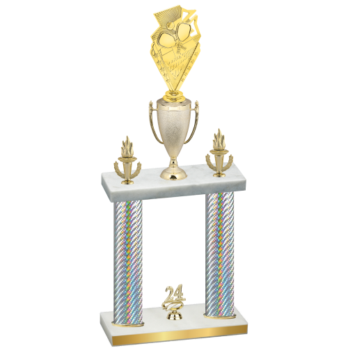 Double Silver Carbon Fiber Year Pickleball Trophy