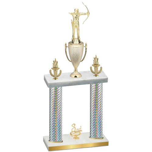 Double Silver Carbon Fiber Third Place Archery Trophy