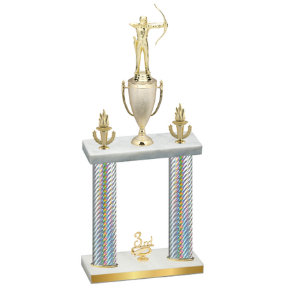 Double Silver Carbon Fiber Third Place Archery Trophy