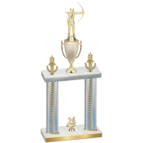 Double Silver Carbon Fiber Year Archery Trophy