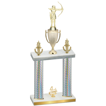 Double Silver Carbon Fiber Fourth Place Archery Trophy