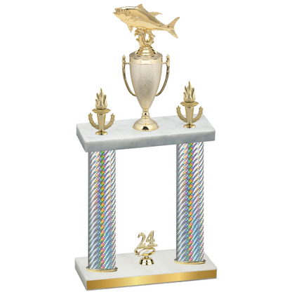 Double Silver Carbon Fiber Year Fishing Trophy