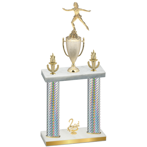 Double Silver Carbon Fiber Second Place Skater Trophy
