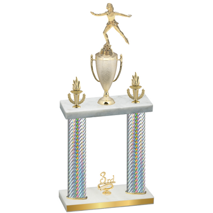 Double Silver Carbon Fiber Third Place Skater Trophy