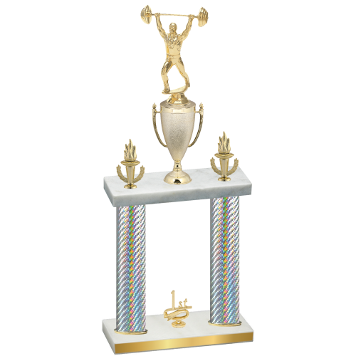 Double Silver Carbon Fiber First Place Weights Trophy