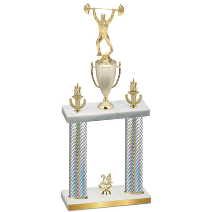 Double Silver Carbon Fiber Year Weights Trophy