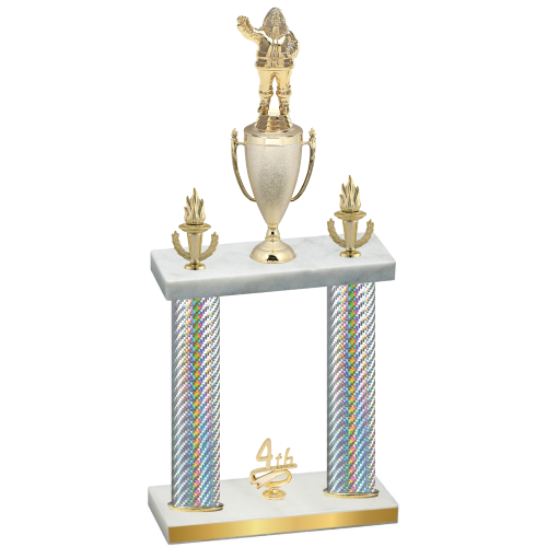 Double Silver Carbon Fiber Fourth Place Holiday Trophy