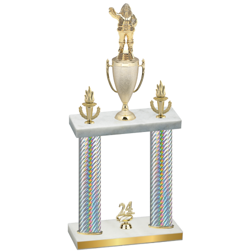 Double Silver Carbon Fiber Year Holiday Trophy