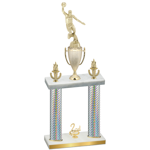 Double Silver Carbon Fiber Second Place Basketball Trophy