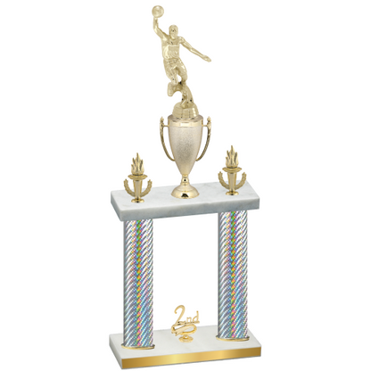 Double Silver Carbon Fiber Second Place Basketball Trophy