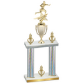 Double Silver Carbon Fiber Victory Flag Football Trophy