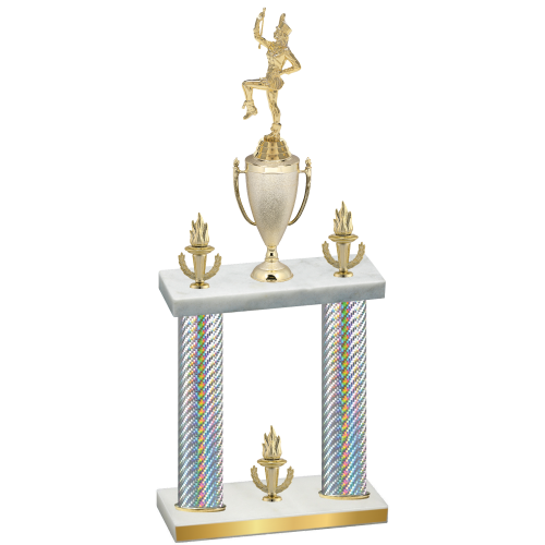 Double Silver Carbon Fiber Victory Majorette Trophy