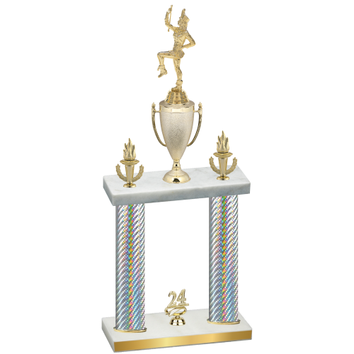 Double Silver Carbon Fiber Year Majorette Trophy