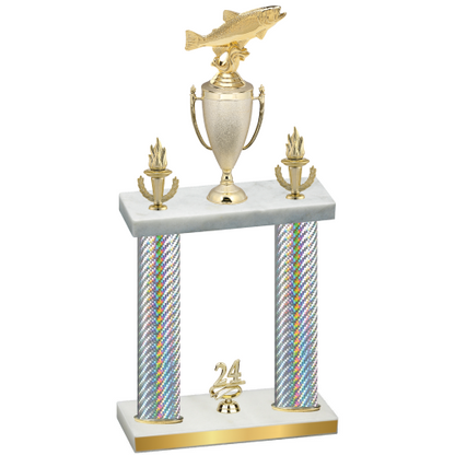 Double Silver Carbon Fiber Year Fishing Trophy