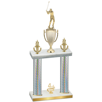 Double Silver Carbon Fiber Fourth Place Golf Trophy
