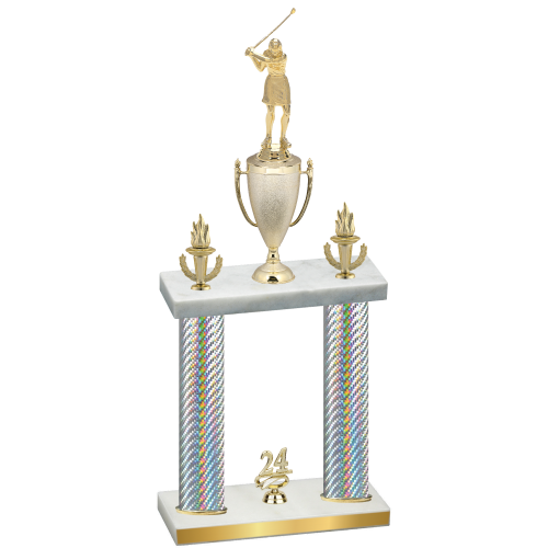 Double Silver Carbon Fiber Year Golf Trophy