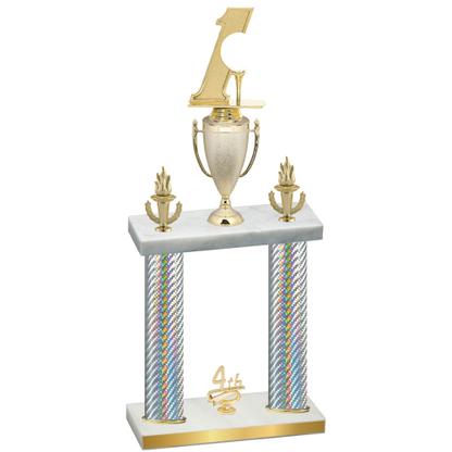 Double Silver Carbon Fiber Fourth Place Golf Trophy