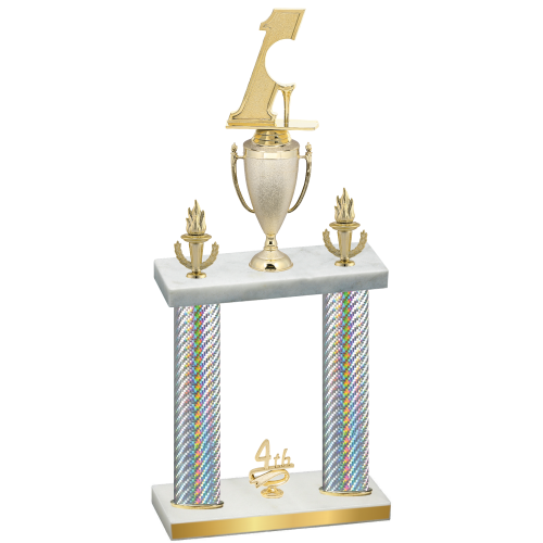 Double Silver Carbon Fiber Fourth Place Golf Trophy