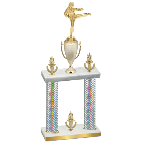Double Silver Carbon Fiber Victory Karate Trophy