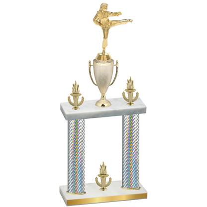 Double Silver Carbon Fiber Victory Karate Trophy