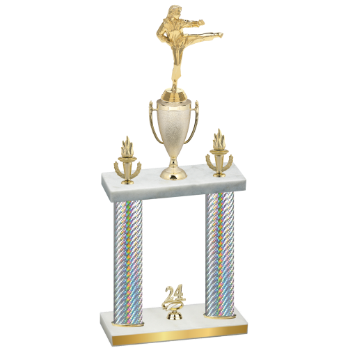Double Silver Carbon Fiber Year Karate Trophy