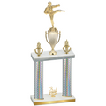 Double Silver Carbon Fiber Third Place Karate Trophy