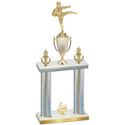 Double Silver Carbon Fiber Fourth Place Karate Trophy