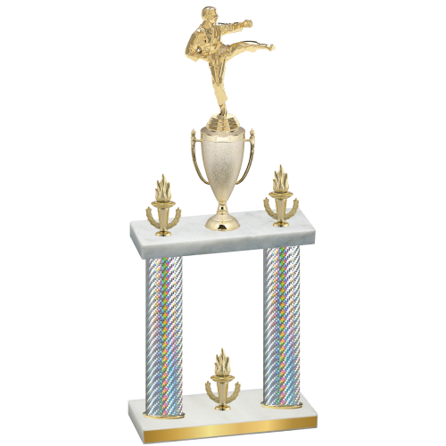 Double Silver Carbon Fiber Victory Karate Trophy