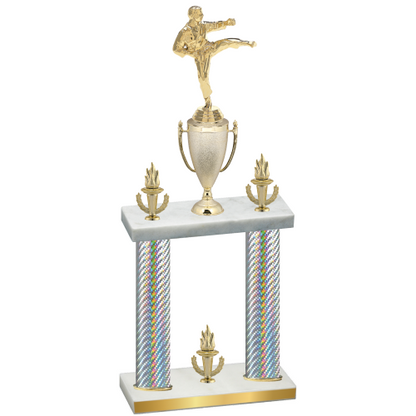 Double Silver Carbon Fiber Victory Karate Trophy